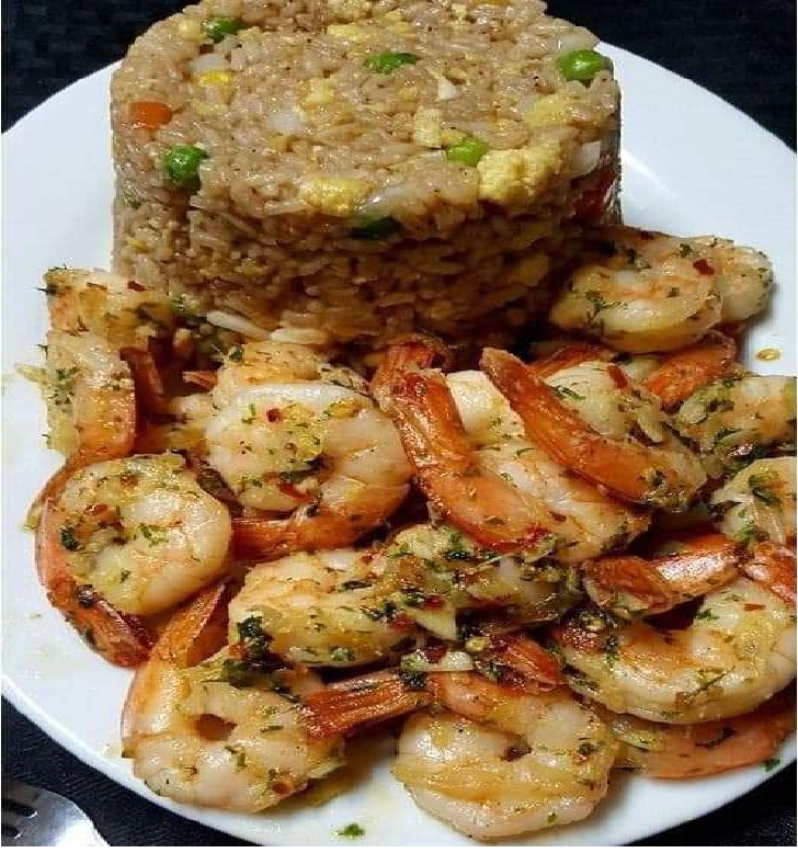 Vegetable Fried Rice with Butter - Garlic Shrimp - FULL RECIPE