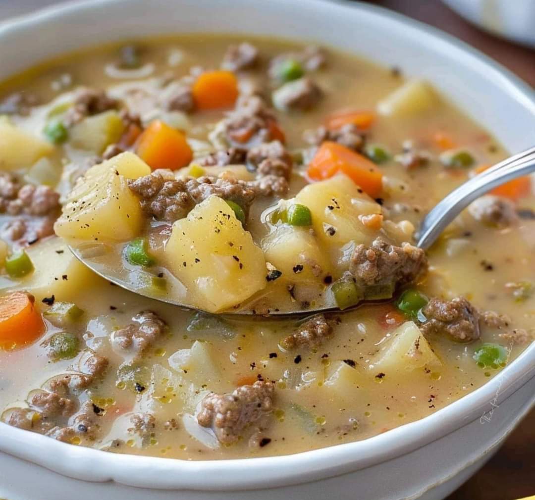Crockpot Creamy Potato And Hamburger Soup FULL RECIPE