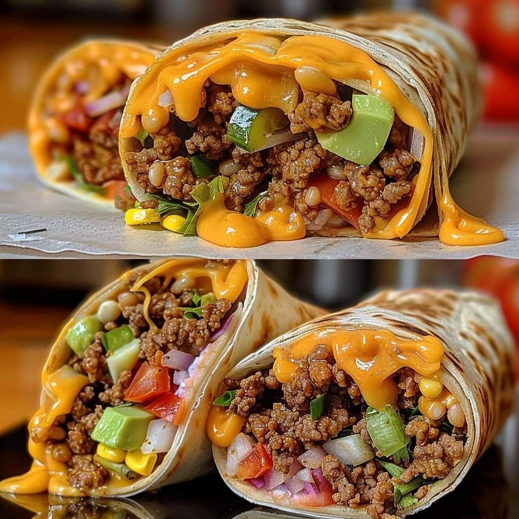 Nacho Cheese Beef Wrap, nacho cheese, ground beef, taco seasoning, Doritos wrap, tortilla wraps, easy beef wraps, cheesy beef burrito, beef wrap recipe.