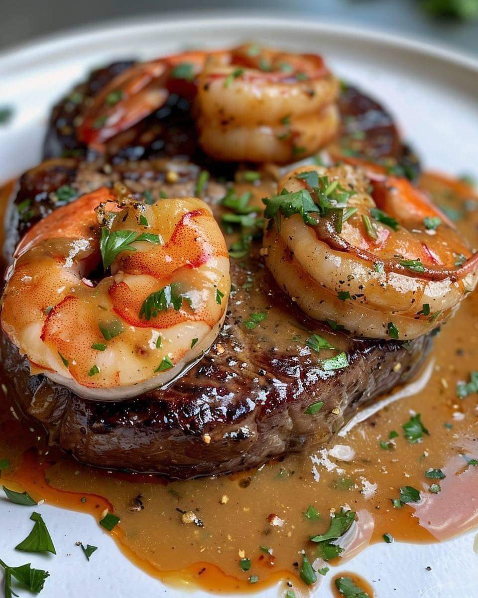 Steak with Shrimp & Lobster Sauce Recipe - FULL RECIPE