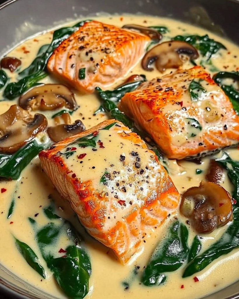 Creamy Tuscan Salmon recipe
Easy salmon dinner ideas
Salmon with spinach and mushrooms
One-pan salmon recipes
Creamy sauce for salmon
Best Tuscan salmon recipe