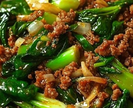 Stir-Fried Bok Choy with Savory Ground Beef - FULL RECIPE