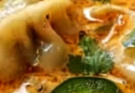 Spicy Thai Red Curry Dumpling Soup with Jalapeños
