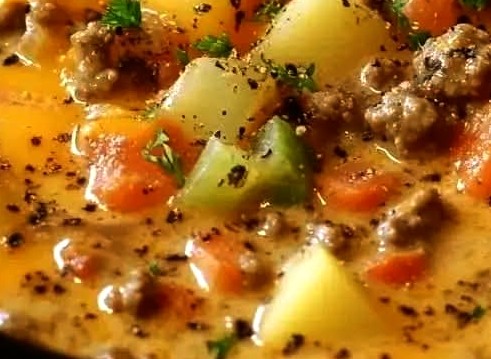 Slow Cooker Cheesy Cheeseburger Soup Recipe