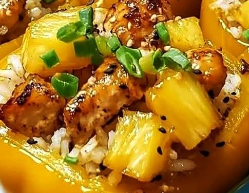 Teriyaki Pineapple Chicken & Rice Stuffed Peppers
