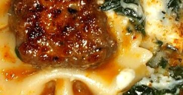 Creamy Garlic Butter Bowtie Pasta with Beef, Italian Sausage & Spinach