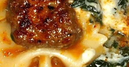 Creamy Garlic Butter Bowtie Pasta with Beef, Italian Sausage & Spinach
