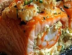 Crab and Shrimp Stuffed Salmon