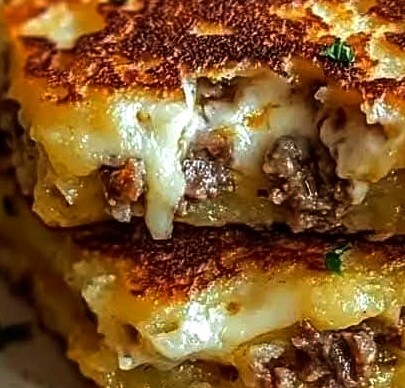 Crispy Potato Pancakes with Savory Beef and Cheese