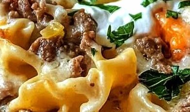 Creamy Sour Cream Beef Noodle Casserole