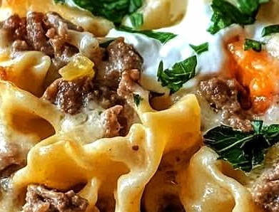 Creamy Sour Cream Beef Noodle Casserole