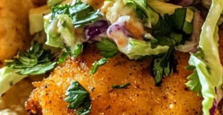 Crispy Cajun Fish Tacos with Creamy Lime Slaw