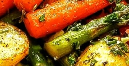 Roasted Asparagus and Carrots with Garlic and Herbs