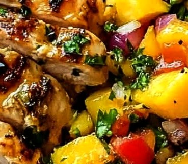 Lemon Ginger Chicken with Pineapple Mango Salsa