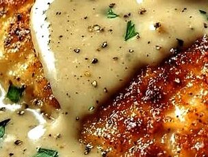 Parmesan Crusted Chicken with Creamy Garlic Sauce