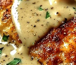 Parmesan Crusted Chicken with Creamy Garlic Sauce