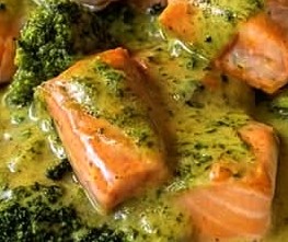 Creamy Coconut Curry Salmon with Broccoli