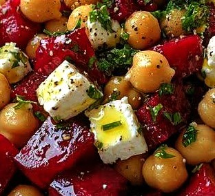 Healthy Chickpea, Beetroot & Feta Salad with Lemon-Garlic Vinaigrette