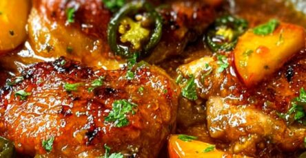 Sweet & Spicy Jalapeño Peach Chicken Thighs