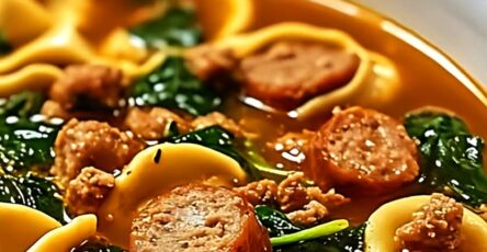 Hearty Italian Sausage & Spinach Tortellini Soup