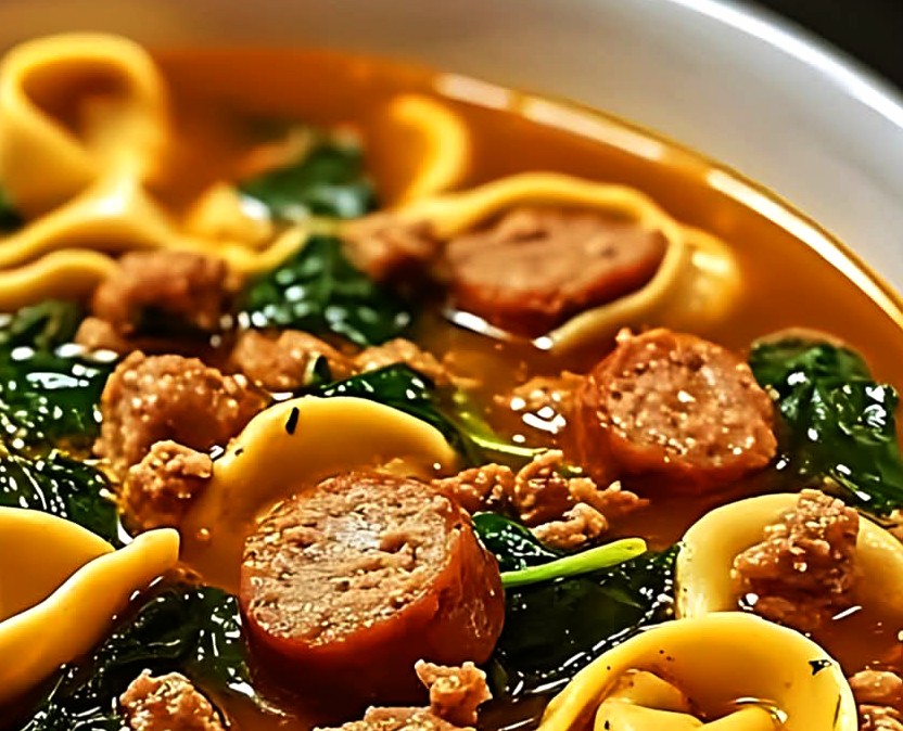 Hearty Italian Sausage & Spinach Tortellini Soup