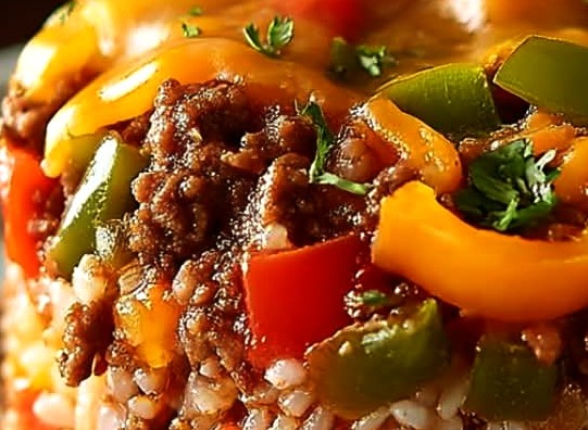Cheesy Stuffed Pepper Beef Casserole