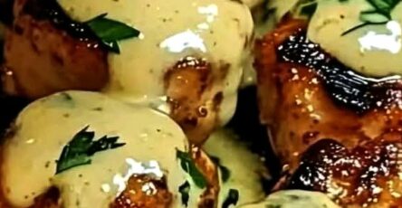 Juicy Grilled Chicken Bites with Creamy Garlic Sauce