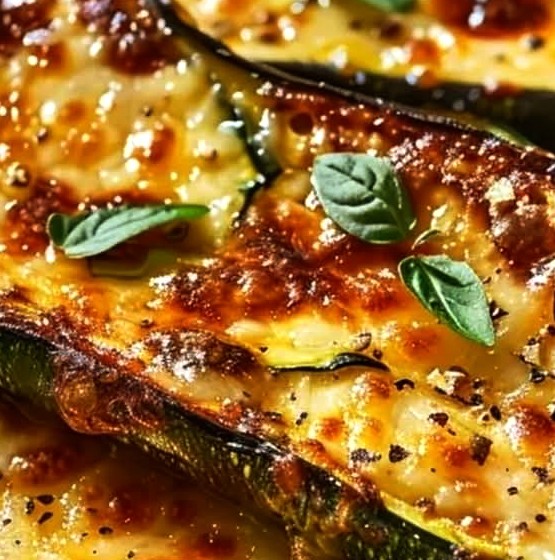Cheesy Garlic Zucchini Steaks Recipe
