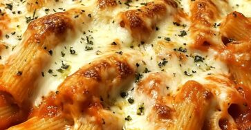 Ultimate Creamy Three-Cheese Rigatoni Bake
