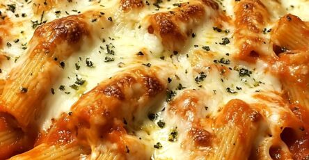 Ultimate Creamy Three-Cheese Rigatoni Bake