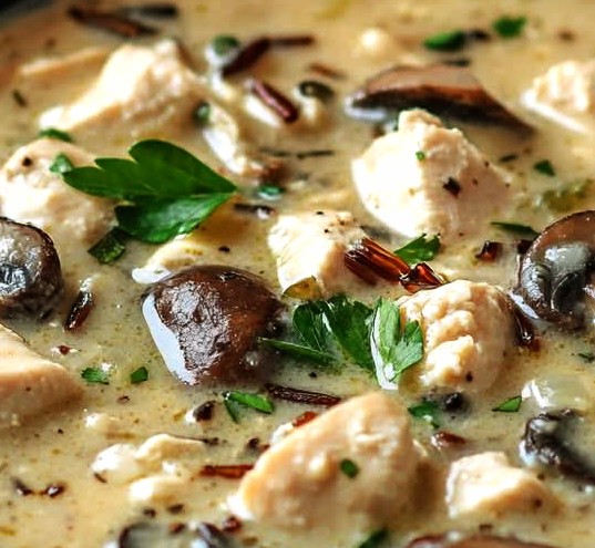 Creamy Chicken Mushroom Wild Rice Soup