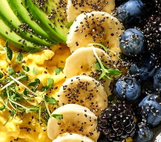 Ultimate Healthy Breakfast Bowl with Avocado, Berries & Scrambled Eggs