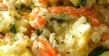 Cheesy Zucchini Rice Casserole with Stuffing Mix