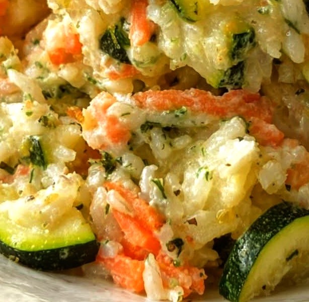 Cheesy Zucchini Rice Casserole with Stuffing Mix