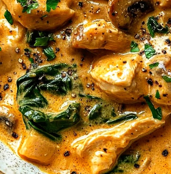 Creamy Instant Pot Chicken Stroganoff with Spinach