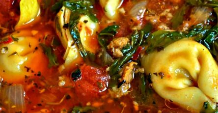 Creamy Sausage Tortellini Soup with Spinach & Tomatoes