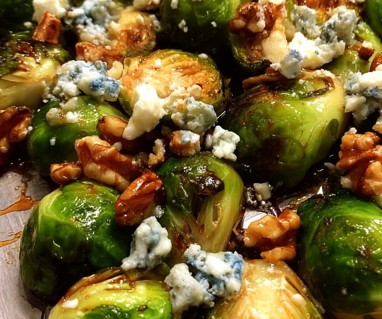 Balsamic Glazed Brussels Sprouts with Gorgonzola & Toasted Walnuts