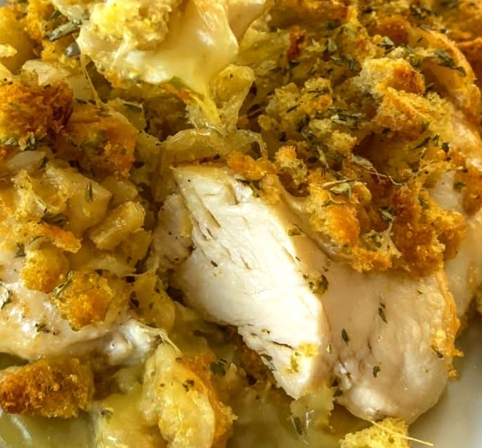 Creamy Swiss Chicken Casserole with Stuffing
