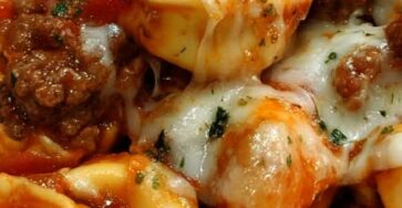 Cheesy Velveeta Tortellini Bake with Italian Beef Marinara