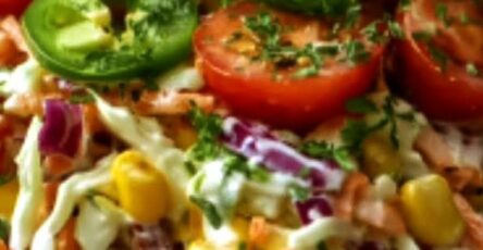 Layered Mexican Coleslaw Tomato Corn Salad