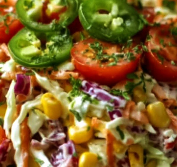 Layered Mexican Coleslaw Tomato Corn Salad