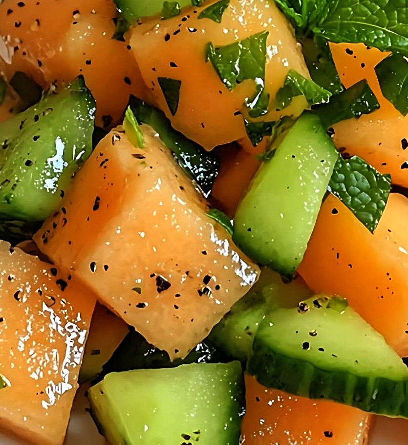 Spicy Honeydew Cucumber Salad with Mint and Lime