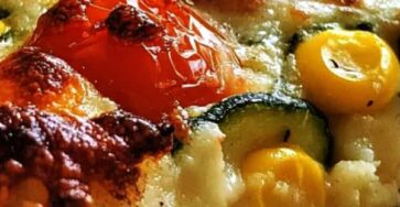 Zucchini Corn Tomato Bake with Crispy Parmesan Crust Zucchini Corn Tomato Bake with Crispy Parmesan Crust