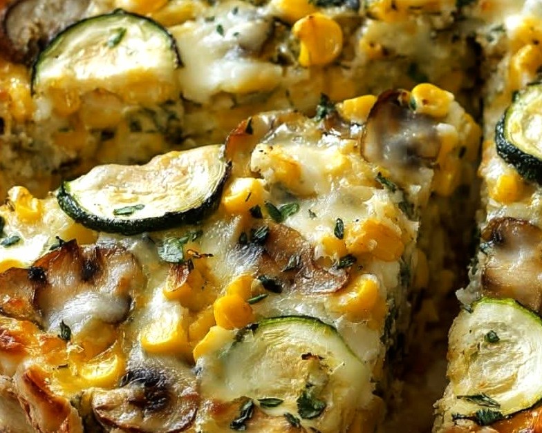 Cheesy Sweet Corn and Zucchini Pie