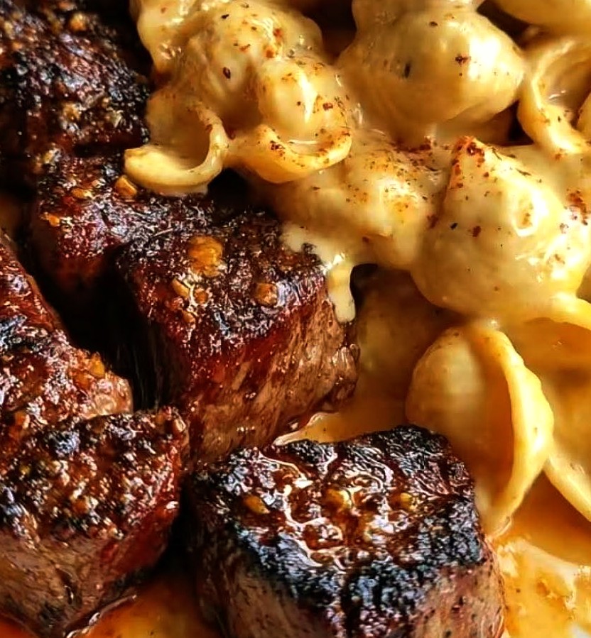 Garlic Butter Steak Bites with Creamy Chipotle Cheddar Shells