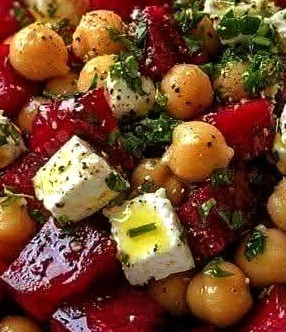 Chickpea, Beetroot & Feta Salad with Zesty Lemon-Garlic Vinaigrette