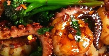 Citrus-Spiced Baby Octopus with Roasted Broccolini