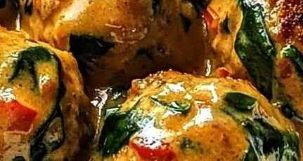 Thai Chicken Meatballs in Creamy Coconut Red Curry