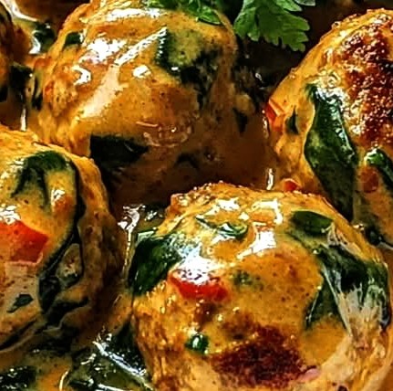 Thai Chicken Meatballs in Creamy Coconut Red Curry