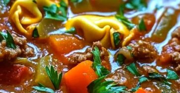 Slow Cooker Tomato Tortellini Soup with Ground Beef Slow Cooker Tomato Tortellini Soup with Ground Beef